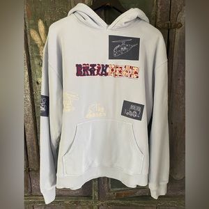 Brain Dead, Hoodie, Men, Size L, Blue, Pullover, Sweatshirt, Active, Casual